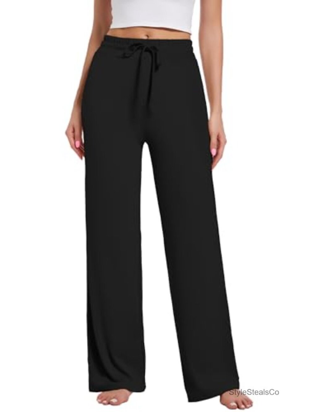 Womens Yoga Wide Leg Lounge Sweatpants Drawstring Pockets Comfy Joggers